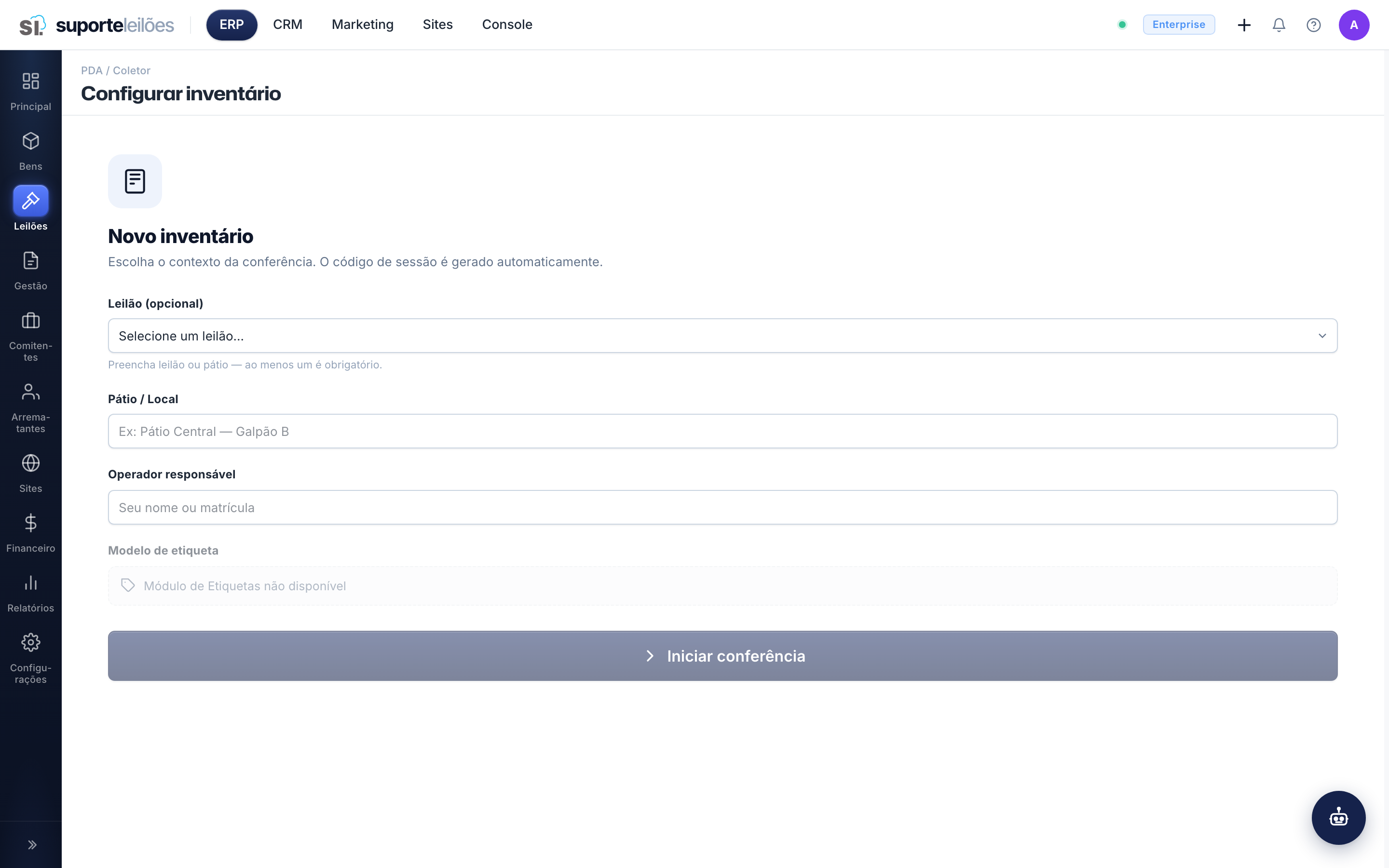PDA / Coletor — atendimento e conferência em poucos cliques